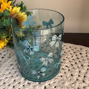Gorgeous BLUE Bow Glass Vase Home Decor